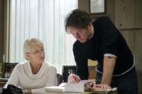 Helen Mirren and Director Kevin Macdonald on the set of "State of Play."