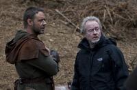 Russell Crowe and director/producer Ridley Scott on the set of "Robin Hood."