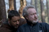 Russell Crowe and director/producer Ridley Scott on the set of "Robin Hood."