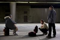 Jamie Foxx, Director Joe Wright and Robert Downey Jr. on the set of "The Soloist."