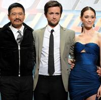 Chow Yun-Fat, Justin Chatwin and Emmy Rossum at the world premiere of "Dragonball Evolution."