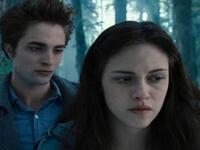 Robert Pattinson as Edward Cullen and Kristen Stewart as Bella Swan in "Twilight."