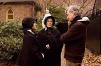 Amy Adams as Sister James, Meryl Streep as Sister Aloysius and John Patrick Shanley on the set of "Doubt."