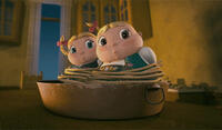 Gretel voiced by Amy Poehler and Hansel voiced by Bill Hader in "Hoodwinked Too! Hood vs. Evil."