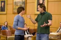 Zac Efron and Director Burr Steers on the set of "17 Again."