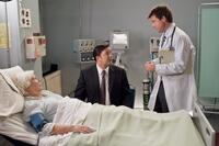 Fionnula Flanagan as Martha Bellison, Ricky Gervais as Mark Bellison and Jason Bateman as Doctor in "The Invention of Lying."