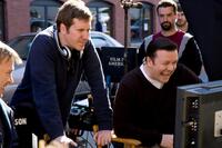 Co-Director/Co-Writer Matthew Robinson and Co-Director/Co-Writer Ricky Gervais on the set of "The Invention of Lying."