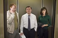 Louis C.K. as Greg, Ricky Gervais as Mark and Jennifer Garner as Anna in "The Invention of Lying."