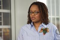 M. Denise Lee as Louella Burton in "Exit Speed."