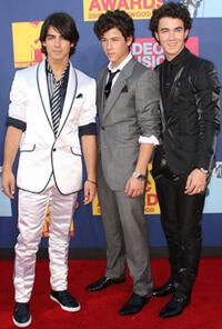 Joe Jonas, Nick Jonas and Kevin Jonas of The Jonas Brothers at the 2008 MTV Video Music Awards. 