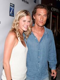 Sarah Wright and Producer Matthew McConaughey at the California premiere of "Surfer, Dude."