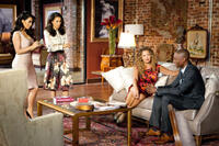 Kim Kardashian as Ava, Jurnee Smollett-Bell as Judith, Vanessa Williams as Janice and Robbie Jones as Harley in "Tyler Perry's Temptation: Confessions of a Marriage Counselor."