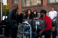 Robbie Jones, Jurnee Smollett-Bell and Director Tyler Perry on the set of "Tyler Perry's Temptation: Confessions of a Marriage Counselor."