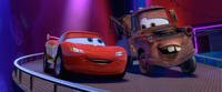 Lightning McQueen voiced by Owen Wilson and Mater voiced by Larry the Cable Guy in "Cars 2."