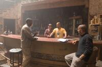 Denzel Washington, Don Burgess, Director Albert Hughes and Director Allen Hughes on the set of "The Book of Eli."