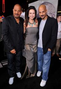 Albert Hughes, Lora Cunningham and Allen Hughes at the California premiere of "The Book Of Eli."