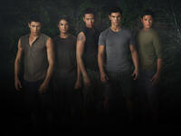 Alex Meraz as Paul, Kiowa Gordon as Embry Call, Chaske Spencer as Sam Uley, Taylor Lautner as Jacob Black and Bronson Pelletier as Jared in "The Twilight Saga: New Moon." 