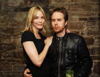 Leslie Bibb and Sam Rockwell at the after party of the New York premiere of "Moon."