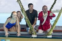 Malin Akerman as Ronnie, Kristen Bell as Cynthia, Jason Bateman as Jason and Jean Reno as Monsieur Marcel in "Couples Retreat."
