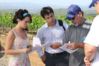 Lacey Chabert, Michael Shulman and Director Craig Saavedra on the set of "Sherman's Way."