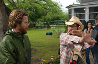 Cinematographer Daniel Moder and director/screenwriter Dennis Lee on the set of "Fireflies in the Garden."