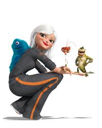 Seth Rogen voices B.O.B., Reese Witherspoon voices Ginormica, Hugh Laurie voices Dr. Cockroach and Will Arnett voices The Missing Link in "Monsters vs. Aliens 3D."