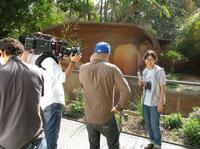 Charlyne Yi on the set of "Paper Heart."