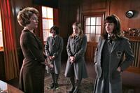 Emma Thompson as Headmistress, Ellie Kendrick as Tina, Amanda Fairbank-Hynes as Hattie and Carey Mulligan as Jenny in "An Education."
