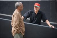 Morgan Freeman and director Clint Eastwood on the set of "Invictus."