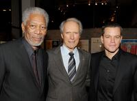 Morgan Freeman, Clint Eastwood and Matt Damon at the California premiere of "Invictus."