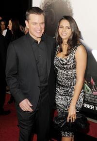 Matt Damon and Luciana Barroso at the California premiere of "Invictus."