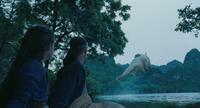 Nicola Peltz as Katara, Jackson Rathbone as Sokka and flying water buffalo Appa in "The Last Airbender."