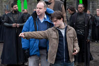 Director David Yates and Daniel Radcliffe on the set of "Harry Potter and The Deathly Hallows: Part 2."