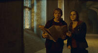 Rupert Grint as Ron Weasley and Emma Watson as Hermione Granger in "Harry Potter and The Deathly Hallows: Part 2."