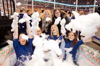 Clark Duke and Collette Wolfe of "Hot Tub Time Machine" at Tub Crawl promotion tour in Toronto.