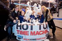 Clark Duke and Collette Wolfe of "Hot Tub Time Machine" at Tub Crawl promotion tour in Toronto.