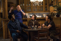 Craig Robinson as Nick, Clark Duke as Jacob, Rob Corddry as Lou and John Cusack as Adam in "Hot Tub Time Machine."