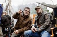 Director Nimrod Antal and producer Robert Rodriguez on the set of "Predators."