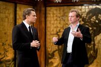 Leonardo Dicaprio and director Christopher Nolan on the set of "Inception."