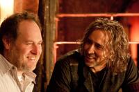 Director Jon Turteltaub and Nicolas Cage on the set of "The Sorcerer's Apprentice."