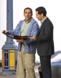 Steve Carell and Paul Rudd on the set of "Dinner for Schmucks."