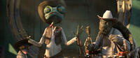 Priscilla voiced by Abigail Breslin, Rango voiced by Johnny Depp, Parsons voiced by Mark "Crash" McCreery and The Mayor voiced by Ned Beatty in "Rango."