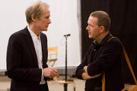 Bill Nighy and screenwriter John Logan on the set of "Rango."