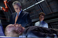 Tim Robbins as Senator Hammond, Angela Bassett as Doctor Waller and Peter Sarsgaard as Hector Hammond in "Green Lantern."