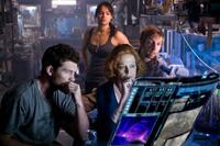 Sam Worthington as Jake Sully, Sigourney Weaver as Grace Augustine, Michelle Rodriguez as Trudy Chacon and Joel David Moore as Norm Spellman in "Avatar in Digital 3D."