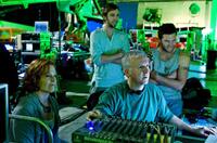 Sigourney Weaver, Joel David Moore, writer-director James Cameron and Sam Worthington on the set of "Avatar in Digital 3D."