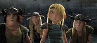 Jonah Hill voices Snotlout, Kristen Wiig voices Ruffnut, America Ferrera voices Astrid and T.J. Miller voices Tuffnut in "How to Train Your Dragon."
