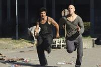 David Belle as Leito and Cyril Raffaelli as Damien in "District 13: Ultimatum."