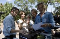 Director Scott Cooper, Maggie Gyllenhaal and Jeff Bridges on the set of "Crazy Heart."