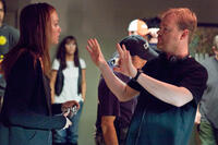 Leighton Meester and director Christian E. Christiansen on the set of "The Roommate."